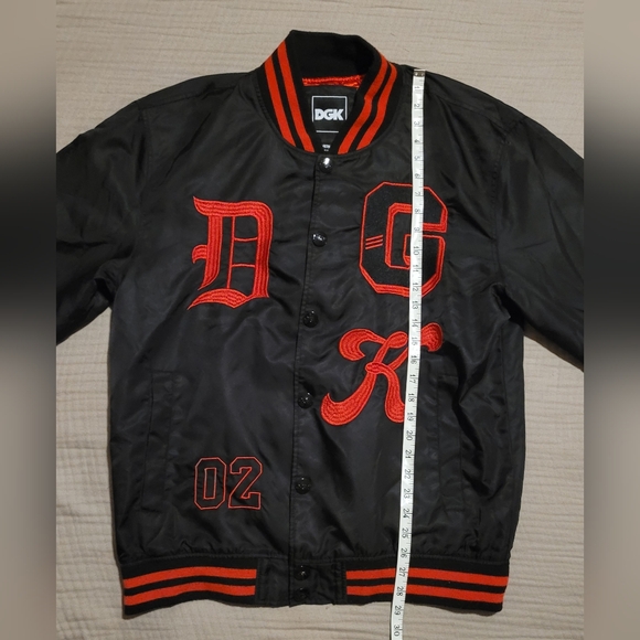 DGK Devotion Pray For Me Black and Red Varsity Style Jacket Size Medium - Picture 3 of 11